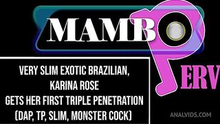 Pornbox Very Slim Exotic Brazilian KARINA ROSE Gets Her First Triple Penetration DAP TP Anal Slim Monster Cocks