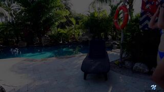 Suns Out Buns Out Nubiles RemiJones Bikini BlackHair Outdoors PuffyNipples ShavedPussy Shorthair SmallBoobs Solo